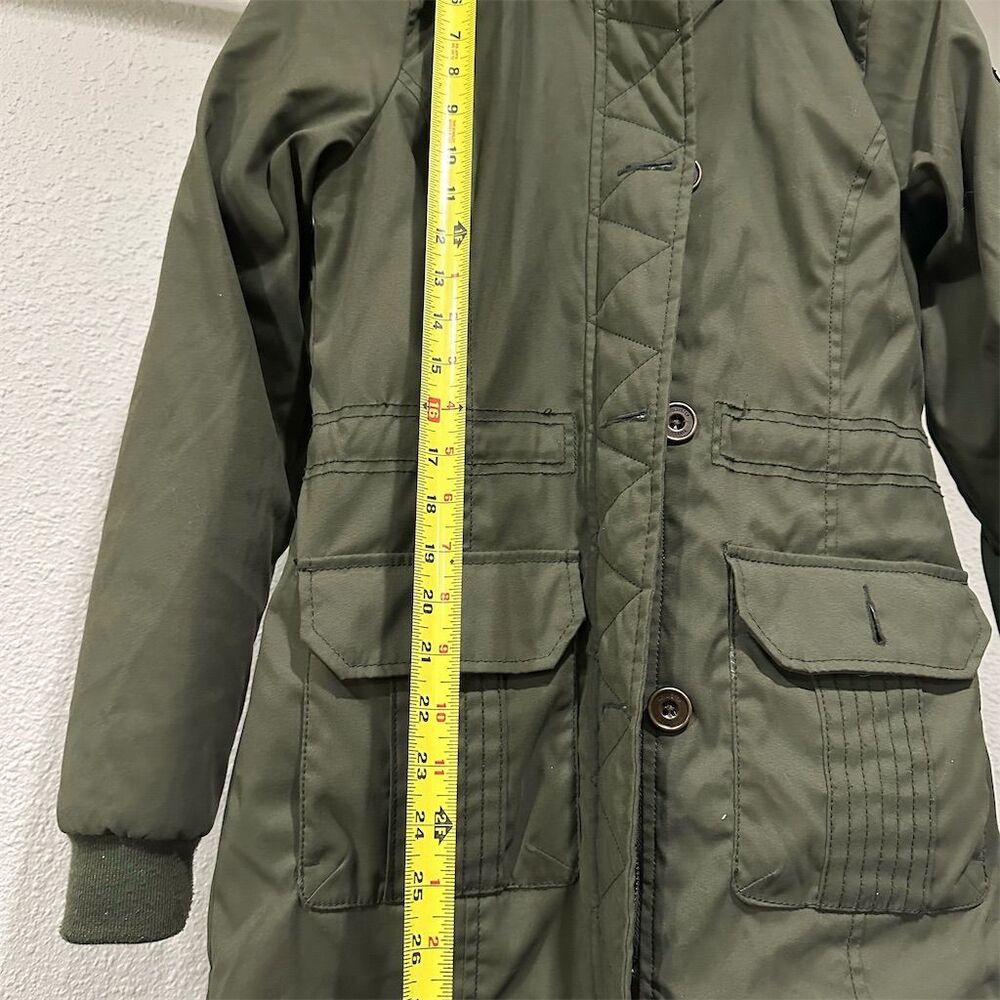 Hollister Women's Parka Coat Green Hooded Winter Size S - Picture 2 of 8